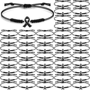 50 Black Melanoma Awareness Bracelets Adjustable Cord Stretch Jewelry Gifts for